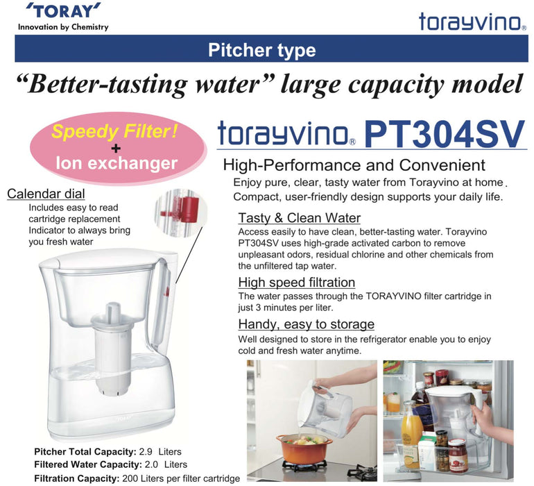 JAPAN TORAYVINO PT304VSV PITCHER, WATER PURIFIER, WATER FILTER - SHOP N' SAVE effortless Shopping!