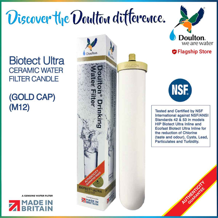 Doulton BioTecT Ultra BTU 2501 / 2504 Ceramic Drinking Water Filter Candle M12 Short Thread Mount