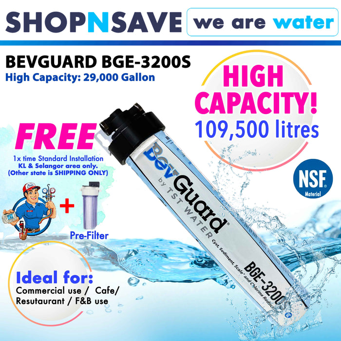 BevGuard BGE3200S Water Filters ideal for commercial use, Cafe, Restaurant, Food & beverage use.