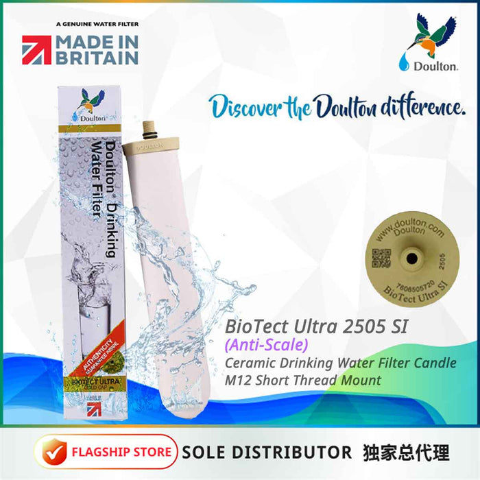 Doulton BioTect Ultra SI 2505 Ceramic Drinking Water Filter Candle M12 Short Thread Mount