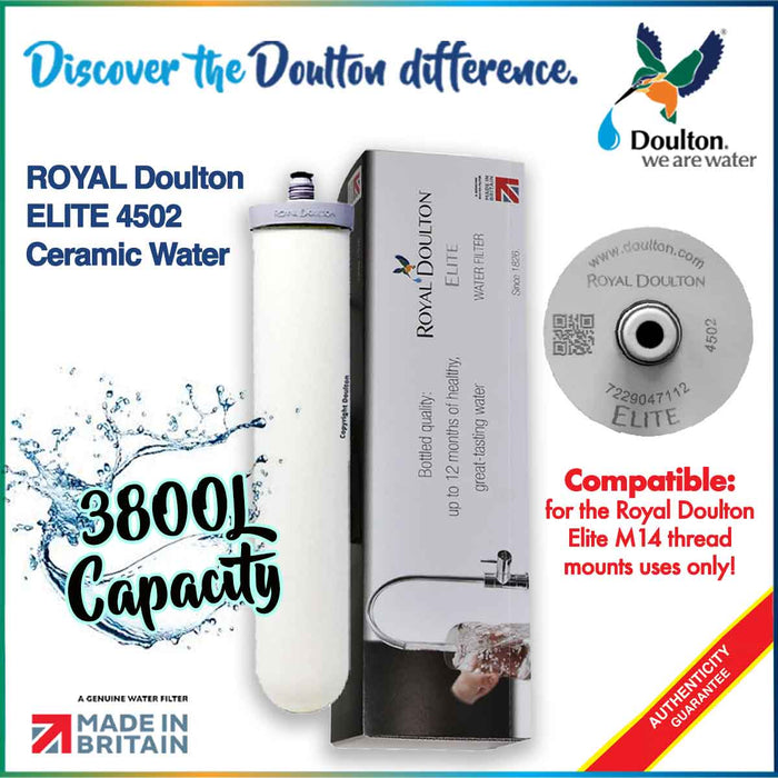 ROYAL Doulton ELITE 4502 Ceramic Water Filter Candle M14 Short Thread Mount Candle