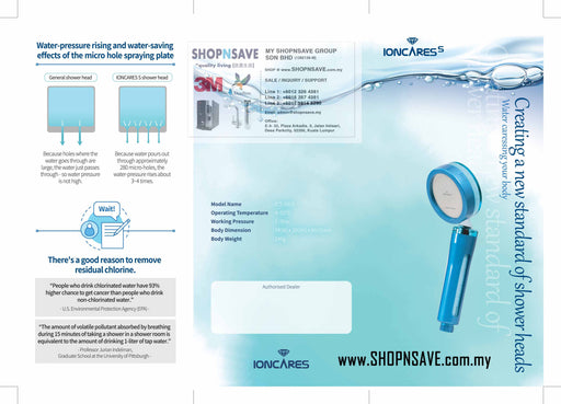SH1 Premium Korea Ioncares Vitamin Antioxidant deChlorinating Showerhead Water Filters - SHOP N' SAVE effortless Shopping!