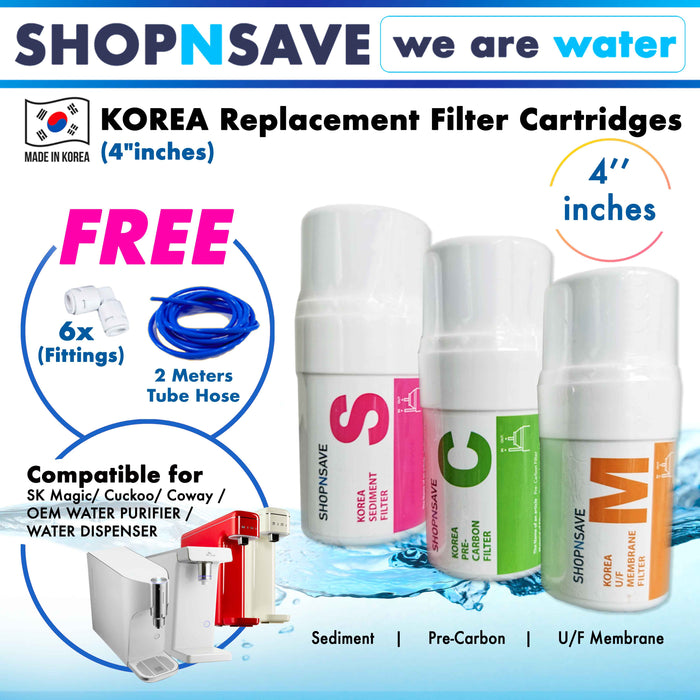 KOREA Replacement Filter Cartridges for Cuckoo / SK Magic / OEM Water Purifier / Rapi / Hyper WPU (4"inches)