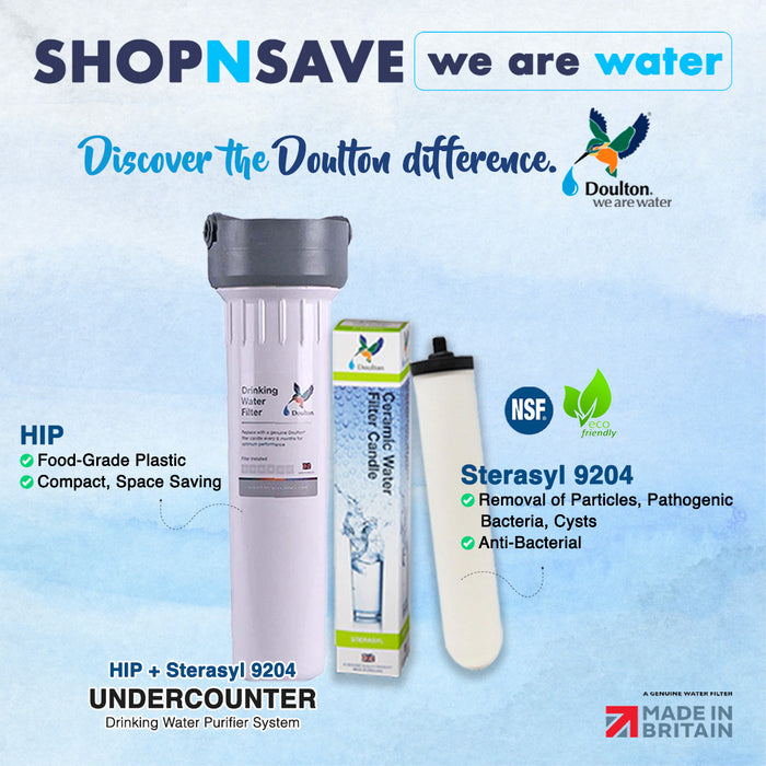 LivingCare Hot/Ambient/Cold Water DIspenser + Doulton HIP + Sterasyl 9204 Drinking Water Purifier System (AntiBacterial)