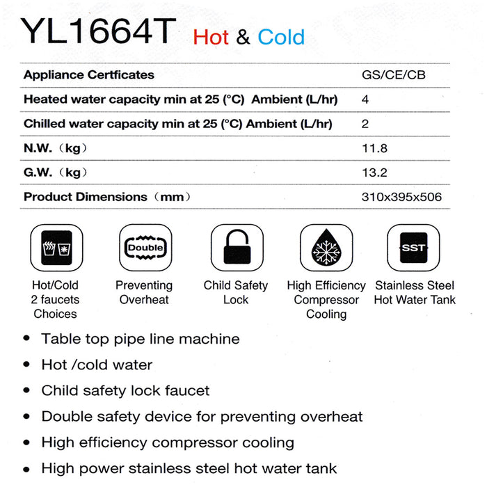 Midea YL1664T Hot Cold Filtered Water Dispenser with 4 Korea Water Purifier, Counter-Top - SHOP N' SAVE effortless Shopping!