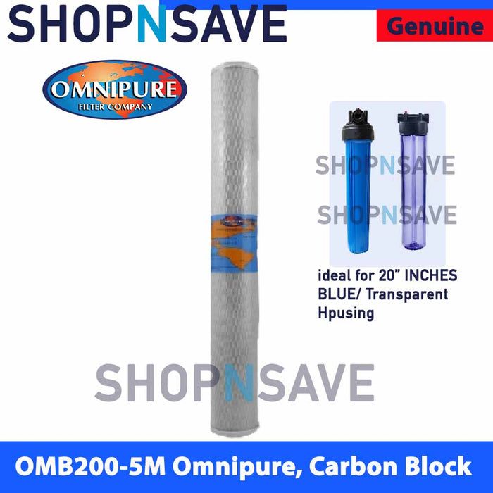 SNS10001SR 20" OMNIPURE PREMIUM CARBON BLOCK Water Filtration Cartridge only, 5 micron rating filter power