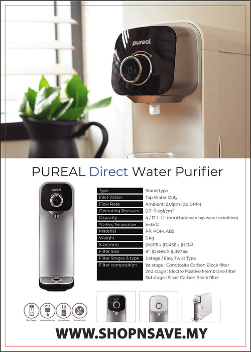 (Halal Certified, FREE 3 eXtra Filters) Korea Pureal Tankless PPA100 Water Purifier Removes Virus, Chemical Heavy Metal | FREE Installation | KL | Selangor | Penang | Johor