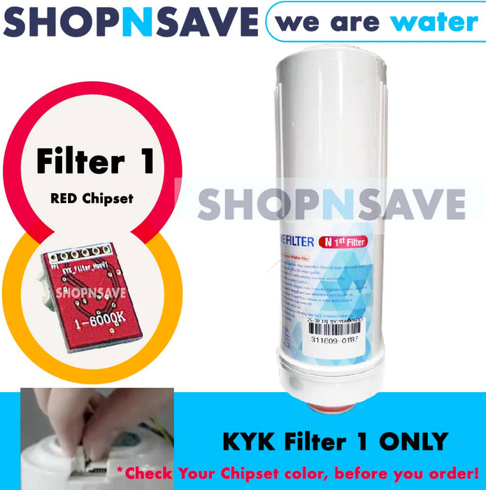 KYK Alkaline Water Ionizer Replacement Cartridge, Filter 1 [Red Chipset 6000K]