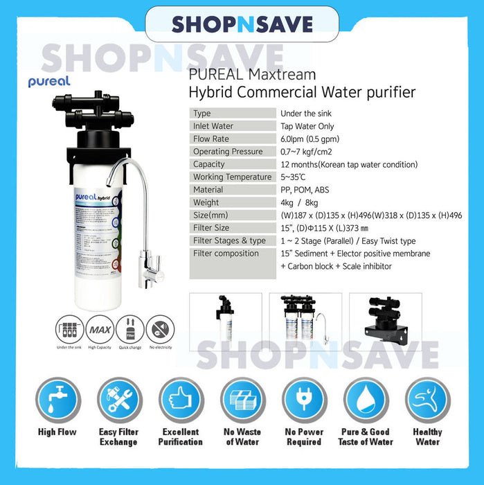 Pureal Maxtream Hybrid Commercial Water Purifier Replacement Cartridge  (Halal Certified) | FREE Installation | KL | Selangor | Penang | Johor