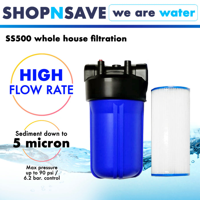 10" Pleated Whole House Filtration Water Filtration System with 10" Filter with Pleated PP Sediment Filter