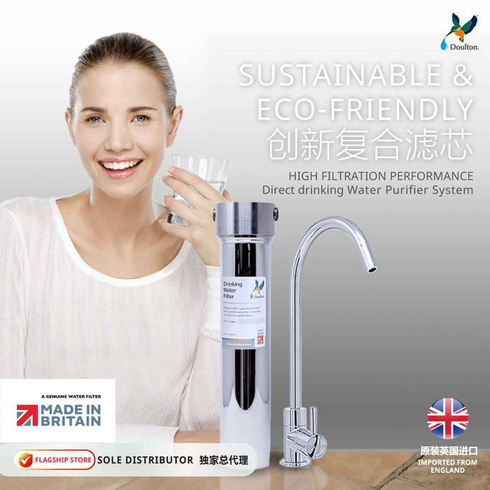 Doulton HIS Push-Fit Stainless Steel Ultracarb (IN)Undercounter Alkaline Water Purifier, Alkaline Drinking Water Purifier System