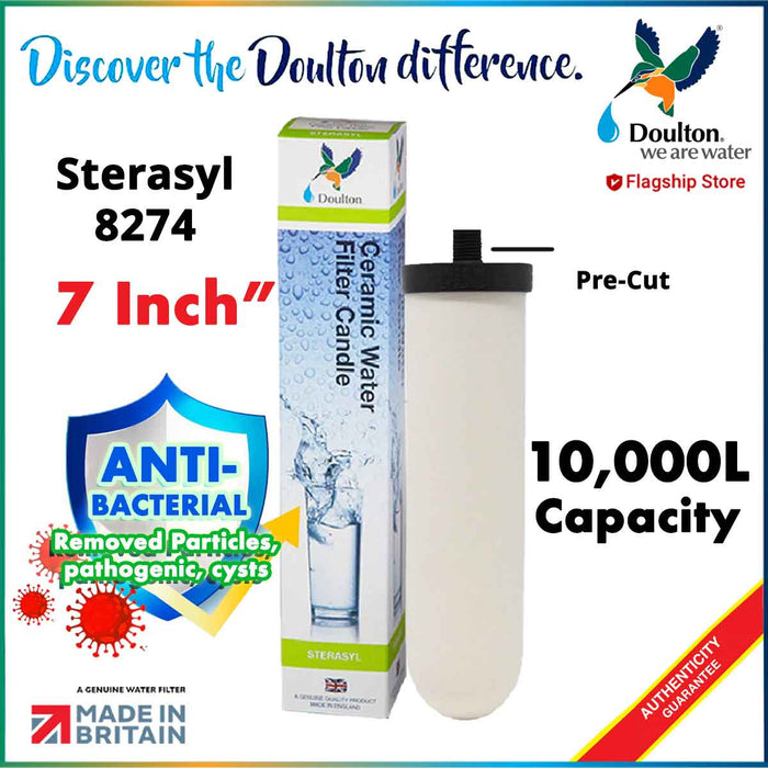 Doulton Sterasyl 7" 8274 Ceramic Water Filter Candle (M10 Short thread) (Pre-Cut)