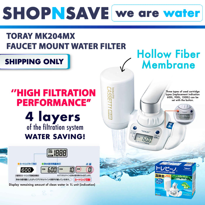 TORAY MK204MX FAUCET MOUNTER WATER FILTER, WITH LEAD REDUCTION & DIGITAL COUNTER