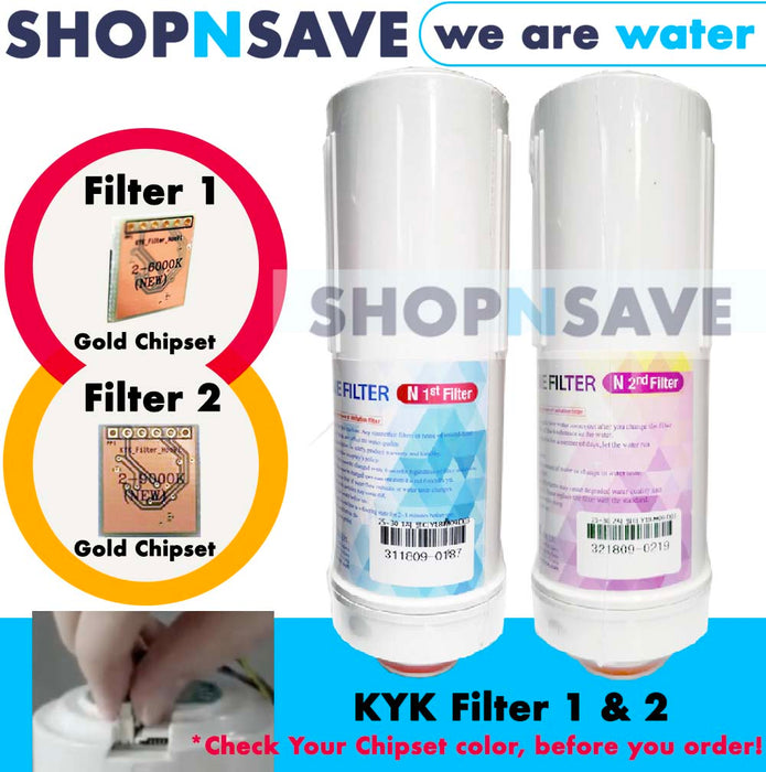 KYK Alkaline Water Ionizer Replacement Cartridges, Filter 1 and Filter 2 [Gold Chipset 6000K, 9000K]