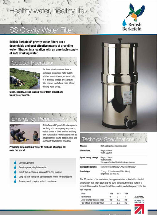 Doulton® Gravity Fed Water Filters & 2 ULTRA STERASYL 8674 (NEW LABEL) OF ATC SUPER STERASYL or 2 ULTRA FLUORIDE Complete System