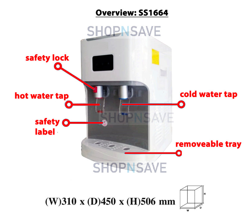 SHOPNSAVE SS1664T Hot Cold Filtered Water Dispenser with 4 Korea Water Purifier, Counter-Top